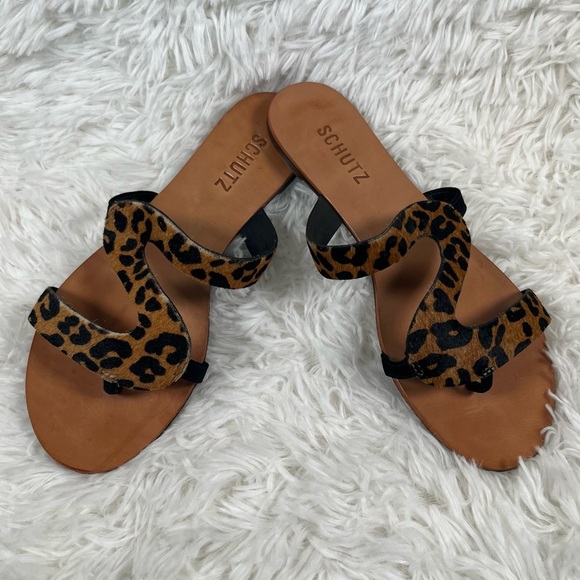 Schutz | Erzeli Leopard Fur Sandal | Leopard Brown - Picture 1 of 5